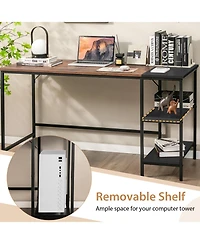 Sugift 55 Inch Modern Industrial Style Study Writing Desk with 2 Storage Shelves