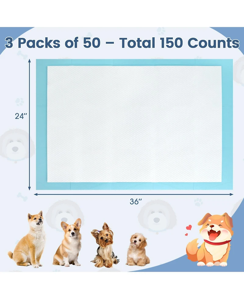 Cozito Puppy Pads 150 Count 24x36 in 6 Layer Leak Proof