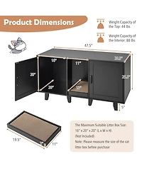 Cozito Cat Litter Box Enclosure 47.5 in 2 Door Stackable