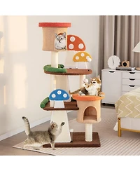 Cozito Cat Tree 4-in-1 Mushroom with 2 Condos and Platforms
