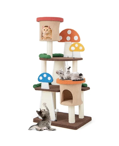Cozito Cat Tree 4-in-1 Mushroom with 2 Condos and Platforms