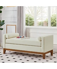 Streamdale Furniture Boucle Upholstered Ottoman/Bench with Pillows