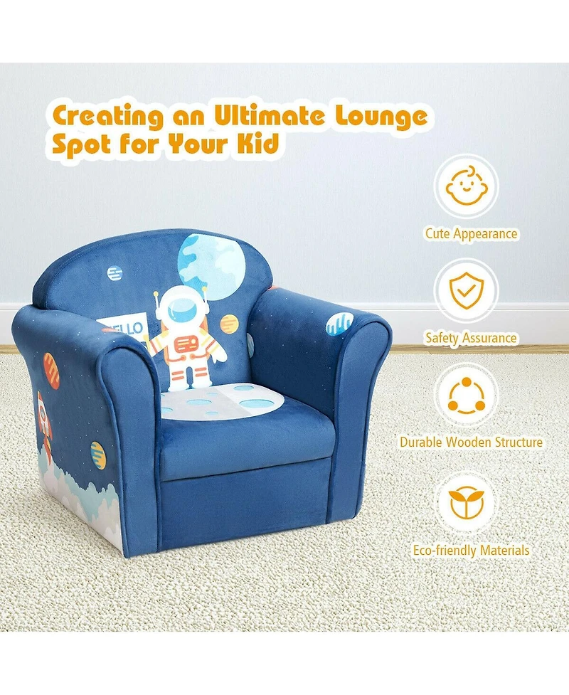 Sugift Kids Astronaut Armrest Upholstered Couch