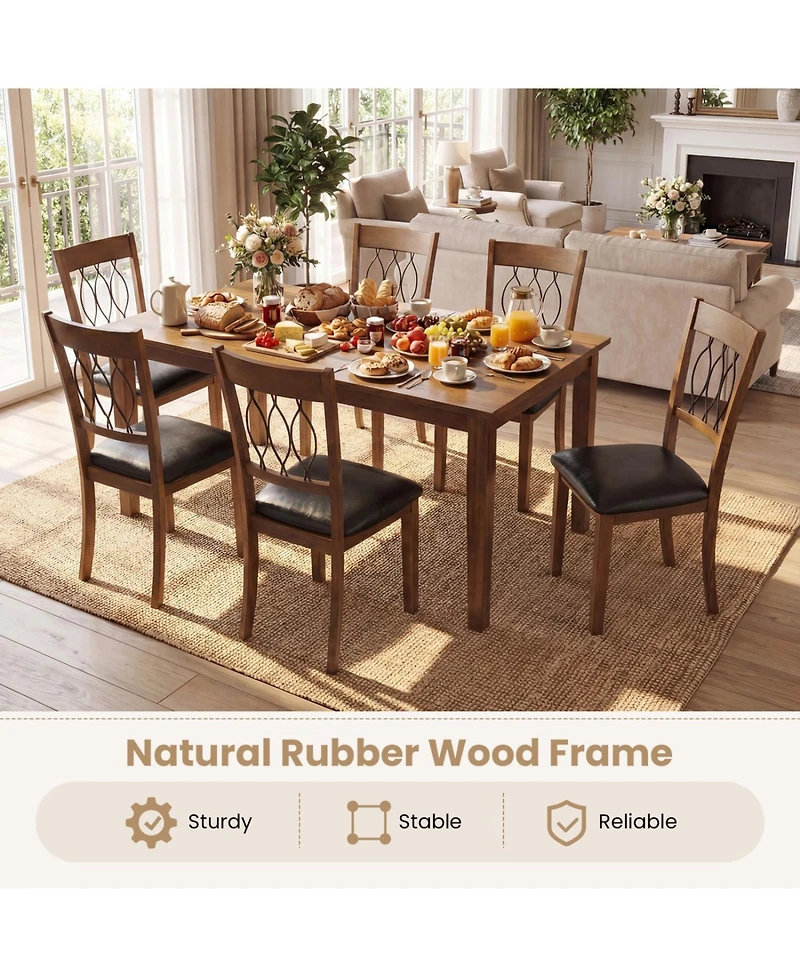 Sugift Set of 2 Dining Chair Fabric/Faux Leather Upholstered with Padded Seat