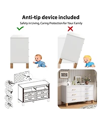 Rainsken Home Storage Chest of Drawers, Modern 6-Drawer Dresser with Metal Handles and Durable Solid Wood Legs for Bedroom