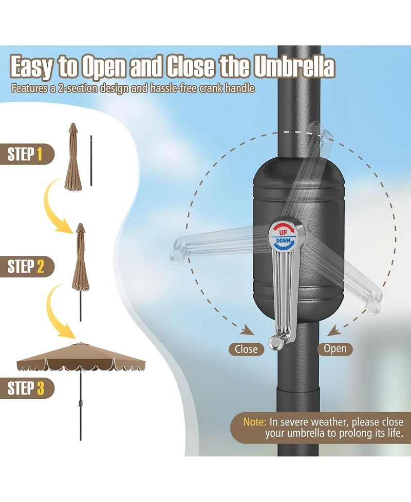 Sugift 10 Feet Patio Umbrella Outdoor Market Umbrella with Crank Tilt Adjustment