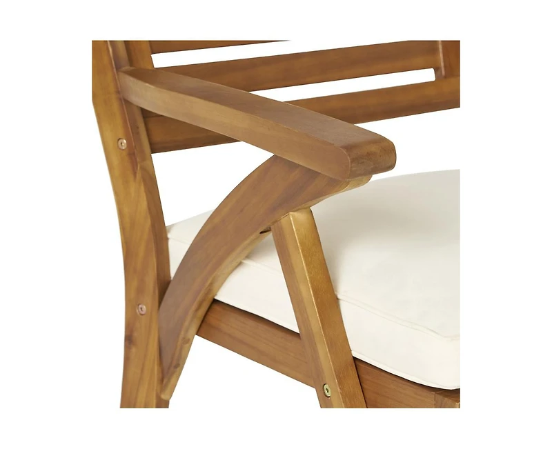 sumyeg Outdoor Hermosa 5 Piece Wood Dining Set With Cushions, Teak Finish With Cream Cushion