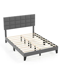 Gouun Rubberwood Platform Bed Frame with Headboard and Adjustable Headboard