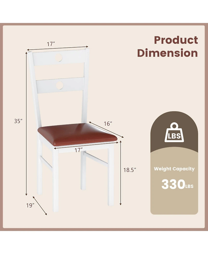 Sugift Wooden Dining Chairs Set of 2 Armless Kitchen Chairs with Hollowed Backrest