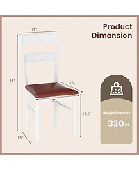 Sugift Wooden Dining Chairs Set of 2 Armless Kitchen Chairs with Hollowed Backrest