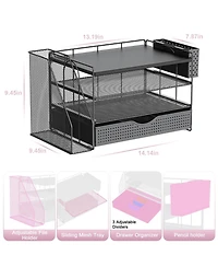 Gnuadz Wood Desk Organizer File Holder 4-Tier Drawer