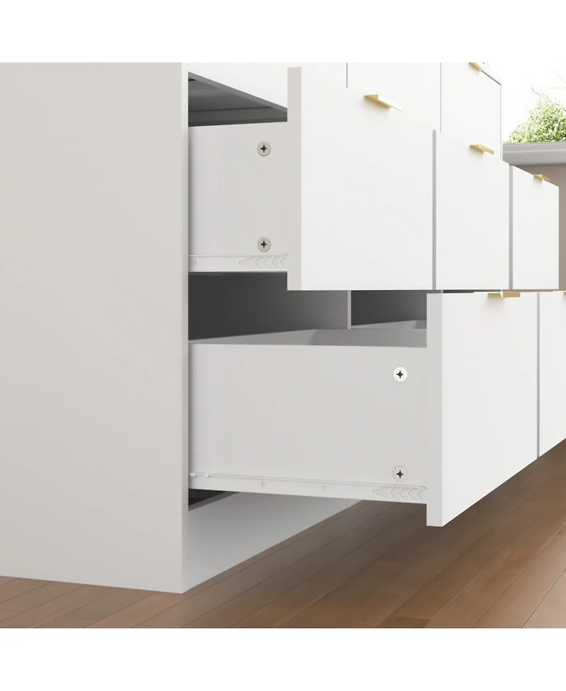 Rainsken 9 Drawer Dresser for Bedroom, 63" Large Deep Chest of Drawers, with Metal Handle, Bedroom Living Room