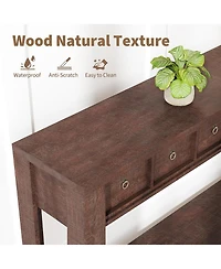 gaomon Entryway, Console Table Narrow Sofa Table Behind Couch, Farmhouse Entry Table with 2 Drawers, 2-Tier Open Shelf Hallway Foyer Table