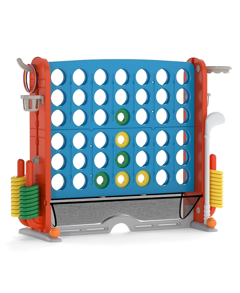 Slickblue Jumbo Connect Game with Ring Toss and Basketball Hoop Set