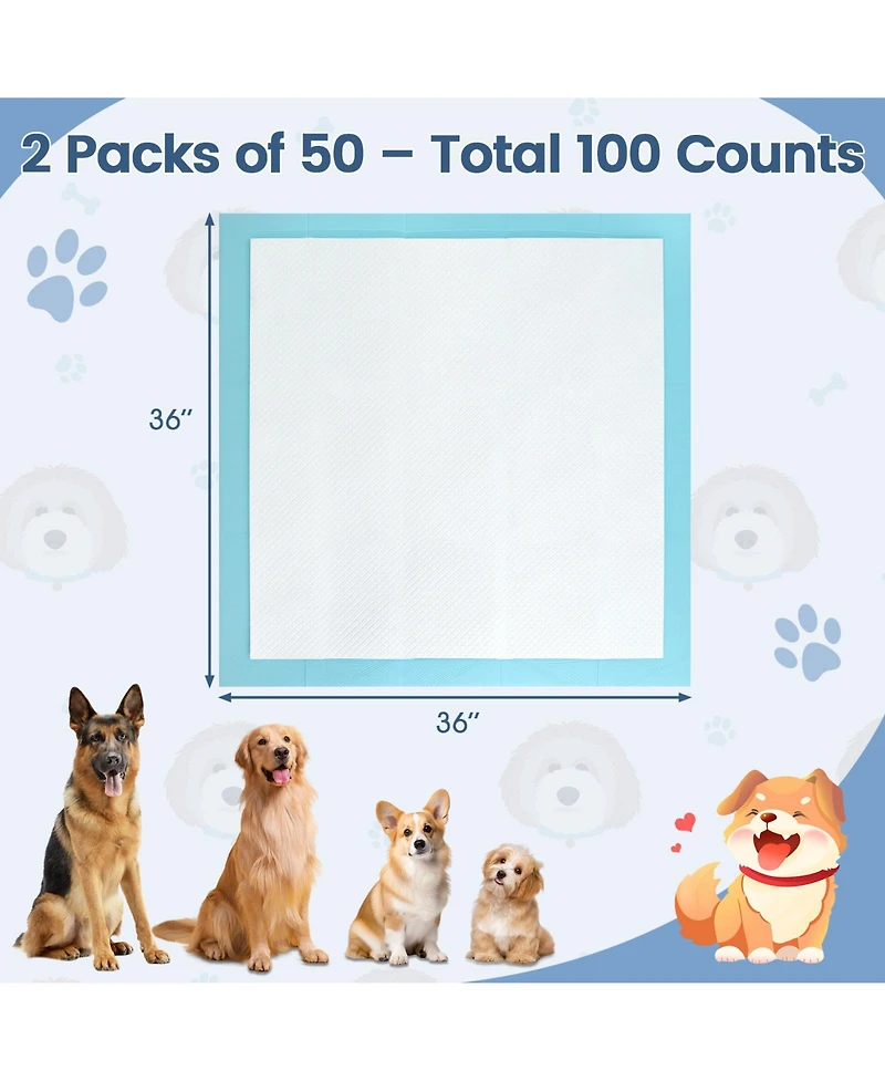 Cozito Puppy Pads 100 Count 36x36 in 6 Layer Leak Proof