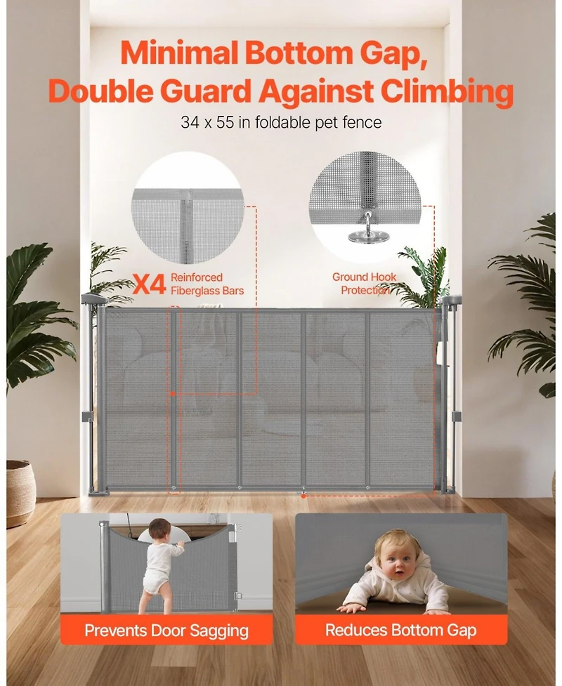 Cozito Retractable Baby Gate 34 in Tall Extends to in Mesh