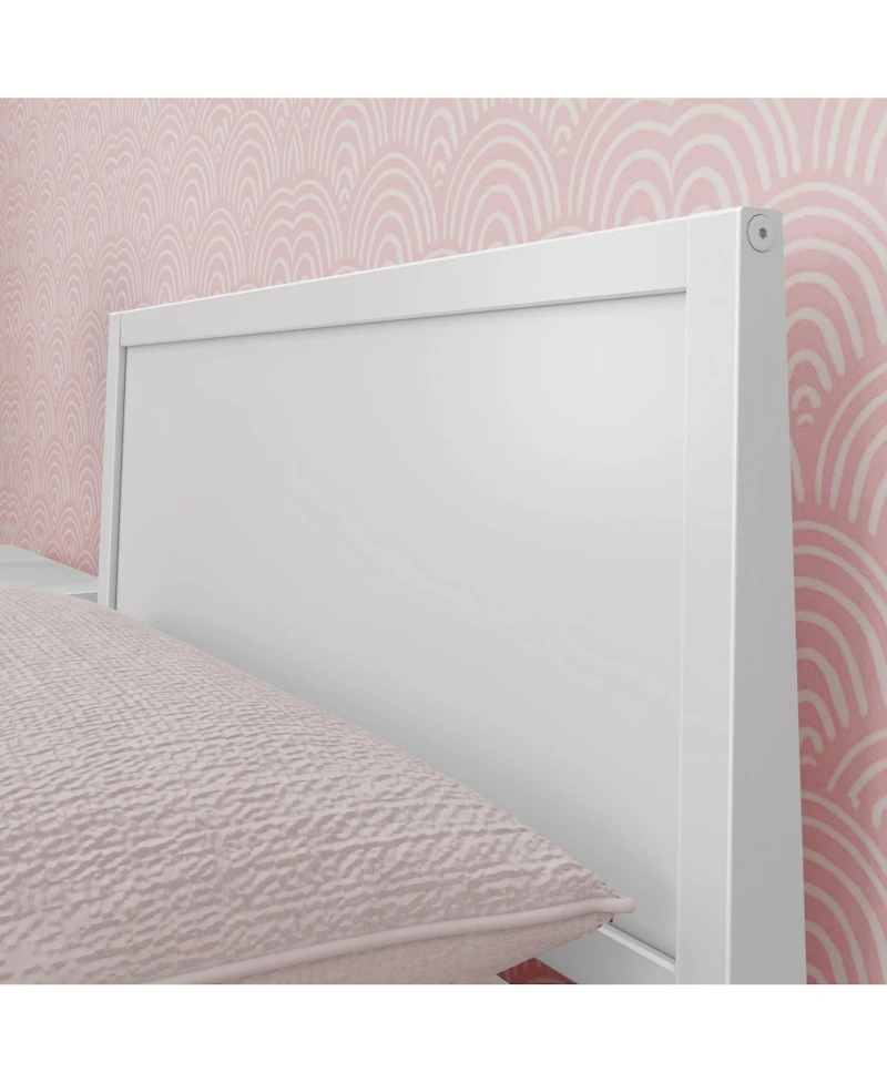 Max & Lily Twin Bed Frame, Solid Wood Classic Platform Bed with Panel Headboard for Kids