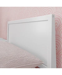 Max & Lily Twin Bed Frame, Solid Wood Classic Platform Bed with Panel Headboard for Kids