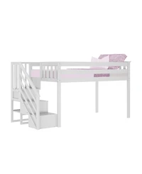 Max & Lily Twin Low Loft Bed with Staircase
