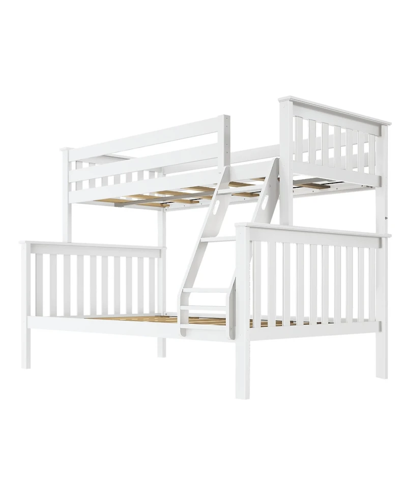 Max & Lily Bunk Bed Twin over Full Size, Solid Wood Beds with Ladder for Kids