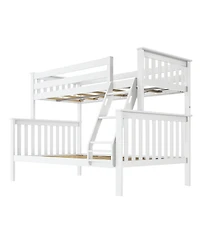 Max & Lily Bunk Bed Twin over Full Size, Solid Wood Beds with Ladder for Kids