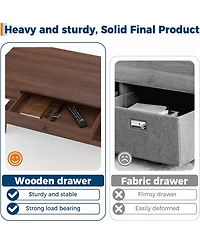 gaomon Walnut Coffee Table with Drawer, 47.2" Center Table with Storage Shelf, Rustic Coffee Tables Long Living Room Furniture