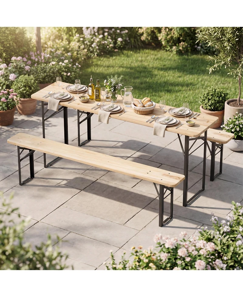 Slickblue Folding Picnic Table with Benches for 6 Portable Camping Table