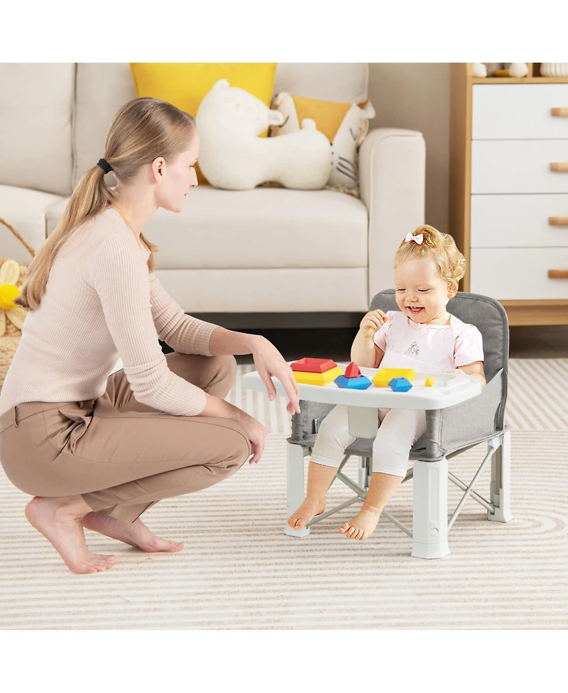 Sugift Portable Baby Booster Seat with Straps and Double Tray
