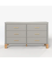 Rainsken Spacious 6-Drawer Chest of Drawers, 47.24'' Modern Dresser with Metal Accent Handles and Solid Wood Legs for Household Storage