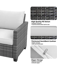 gaomon Patio Furniture Set 5 Pieces, 7-Seat Pe Rattan Wicker Outdoor Sectional Patio Conversation Set
