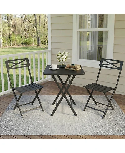 gaomon Patio 3-Piece Bistro Set Metal Folding Outdoor Table Chairs