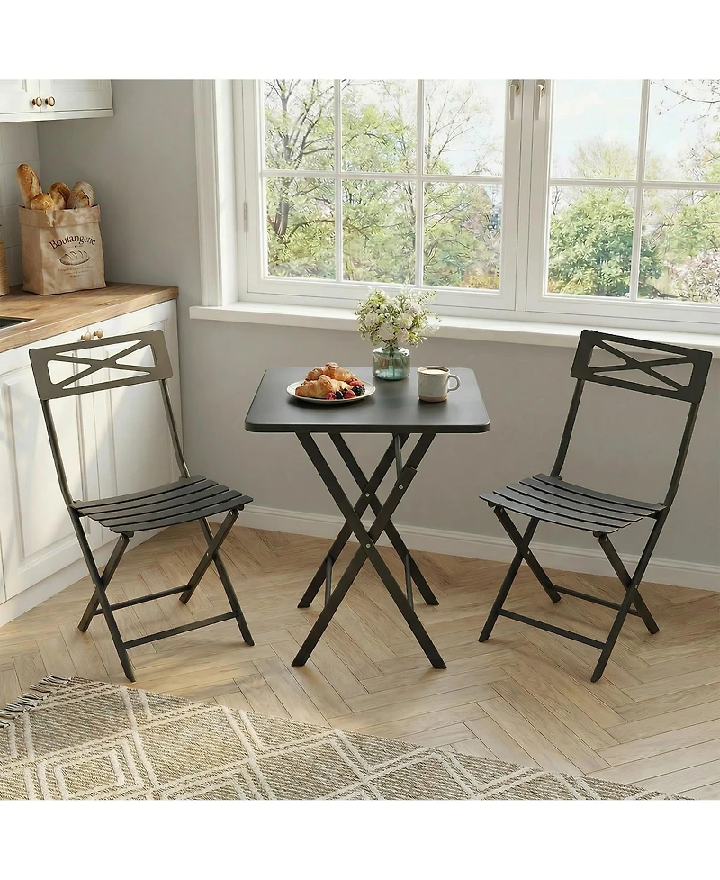 gaomon Patio 3-Piece Bistro Set Metal Folding Outdoor Table Chairs