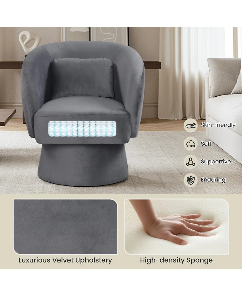 Gouun 360-Degree Swivel Barrel Chair with Lumbar Pillow