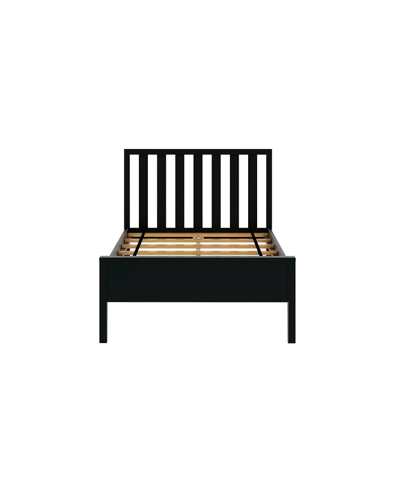 Max & Lily Scandinavian Twin Bed Frame, Solid Wood Platform with Headboard