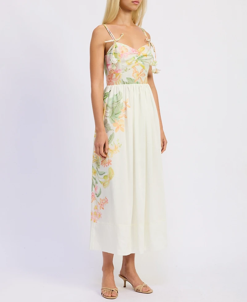 En Saison Women's Sleeveless Bustier V-Neck Midi Dress