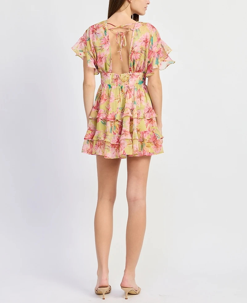 En Saison Women's Short-Sleeve V-Neck Mini Dress