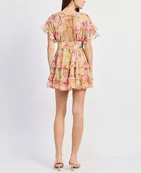 En Saison Women's Short-Sleeve V-Neck Mini Dress