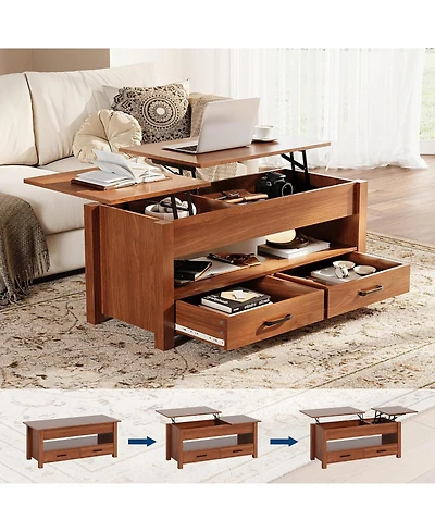 gaomon 47.2" Coffee Table with Storage, Multi-Function Lift Top Coffee Table with Wooden Lift Tabletop