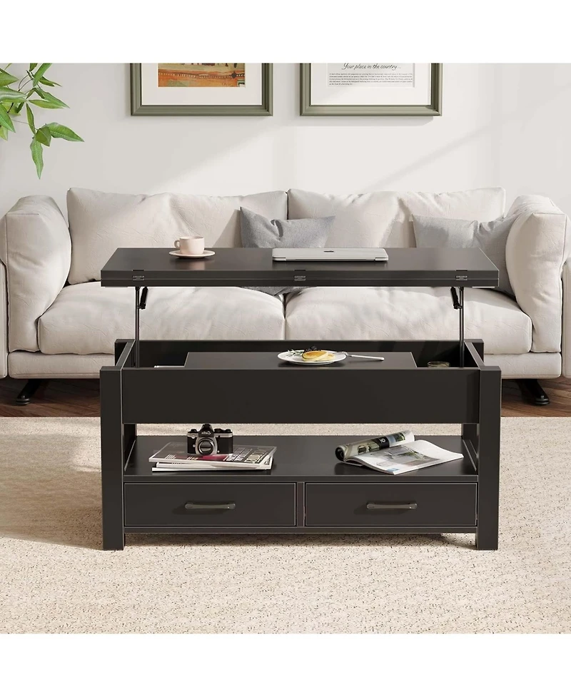 gaomon Lift Top Coffee Table with Storage, Multi-Function Convertible Coffee Table for Living Room
