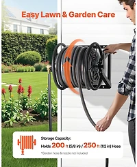 Sugift Wall Mounted Hose Reel Holds 200 ft 5/8 in Hose Steel Space Saving