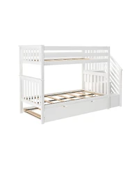 Max & Lily Max and Lily Twin over Twin Staircase Bunk with Trundle