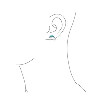 Bling Jewelry Hawaiian Created Blue Opal Inlay Nautical Dolphin Stud Earrings .925 Sterling Silver