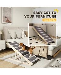 Aostirmotor Foldable dog ramp for couch and bed, adjustable from 16" to 23.5", non-slip carpet, ideal for small to large dogs