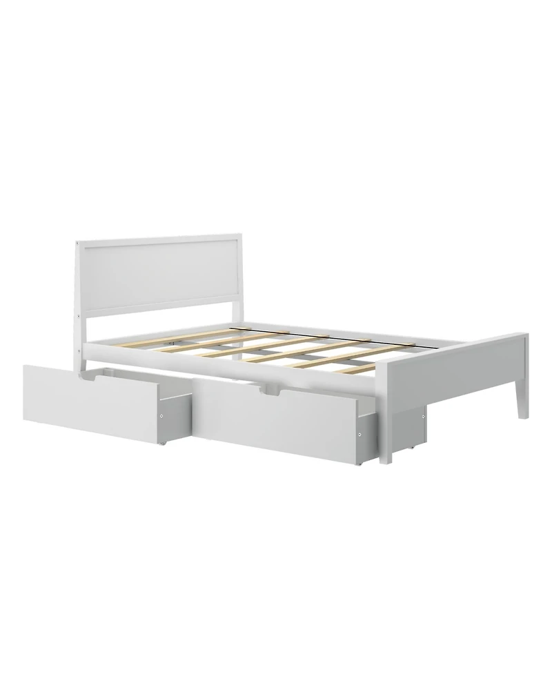 Max & Lily Full Size Bed Frame with Storage Drawers, Solid Wood Platform Bed for Kids