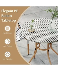 Gouun 27.5 in Pe Rattan Outdoor Bistro Table with Metal Frame