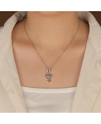 Bling Jewelry Musical Created Blue Opal Heart Treble Clef Music Note Pendant Necklace