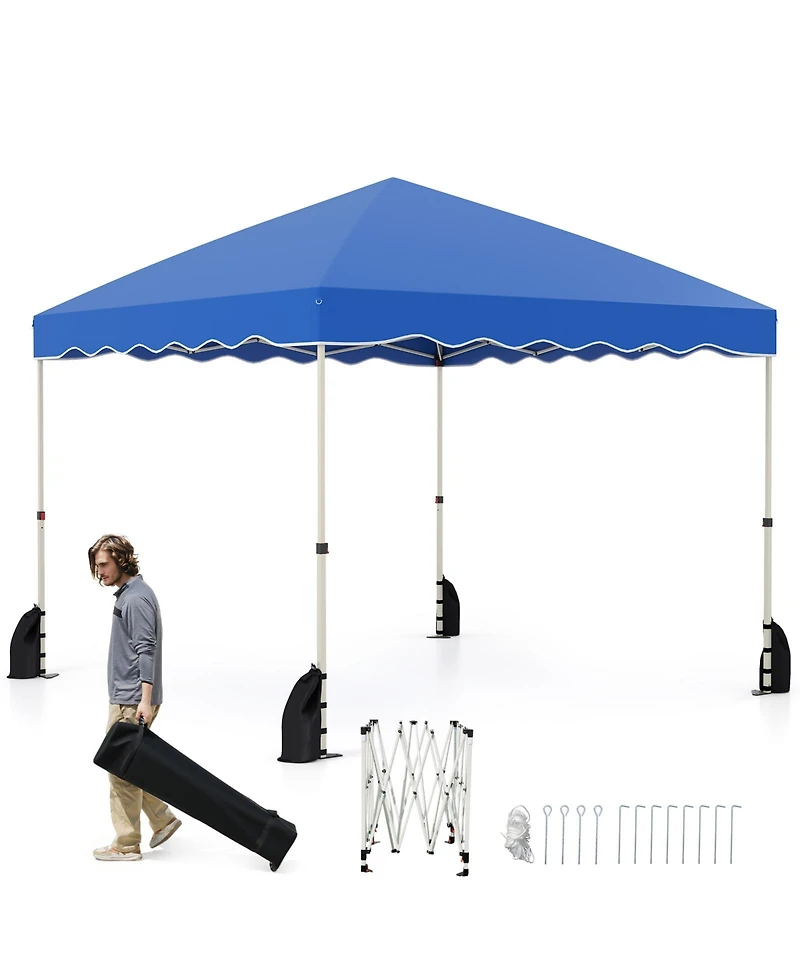 Sugift Foldable 10 X 10 Feet Pop up Canopy Tent with Wheeled Bag