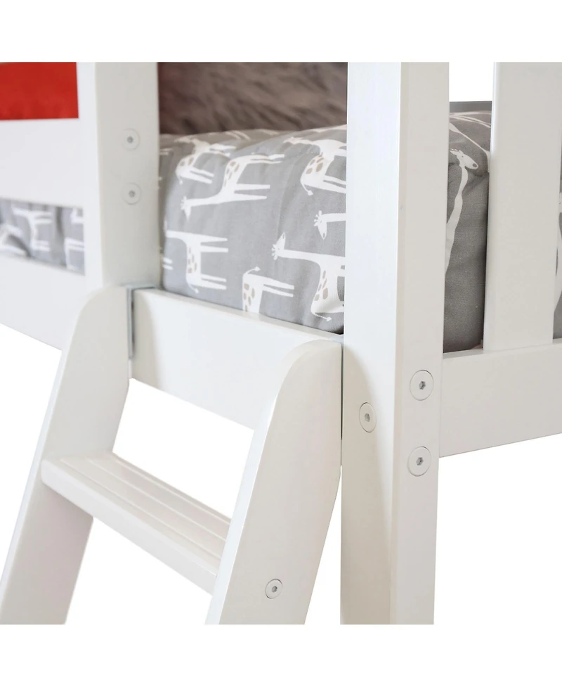 Max & Lily Solid Wood L-Shaped Twin over Twin Bunk Bed with Bookcase for Kids