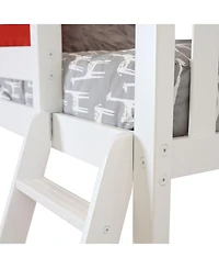 Max & Lily Solid Wood L-Shaped Twin over Twin Bunk Bed with Bookcase for Kids