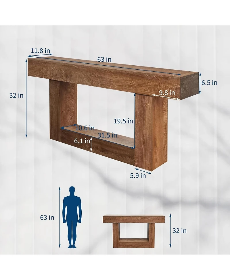gaomon 63" Wood Console Table for Entryway, Rectangular Sofa Table Behind The Couch, Modern Farmhouse Console Tables for Entrance, Hallway